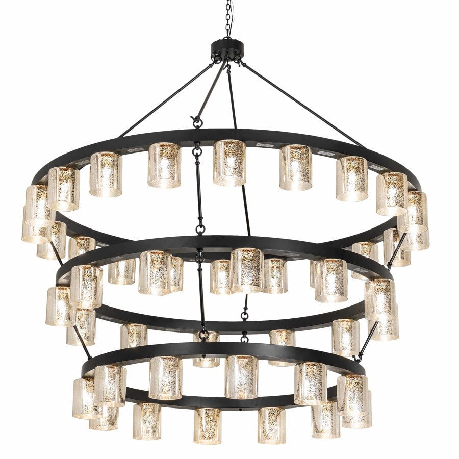 Meyda Tiffany Horizon 44 Light 70" Wide Ring Chandelier with Mercury Glass Shades
