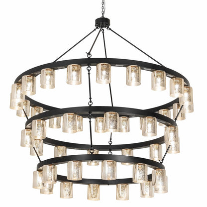 Meyda Tiffany Horizon 44 Light 70" Wide Ring Chandelier with Mercury Glass Shades