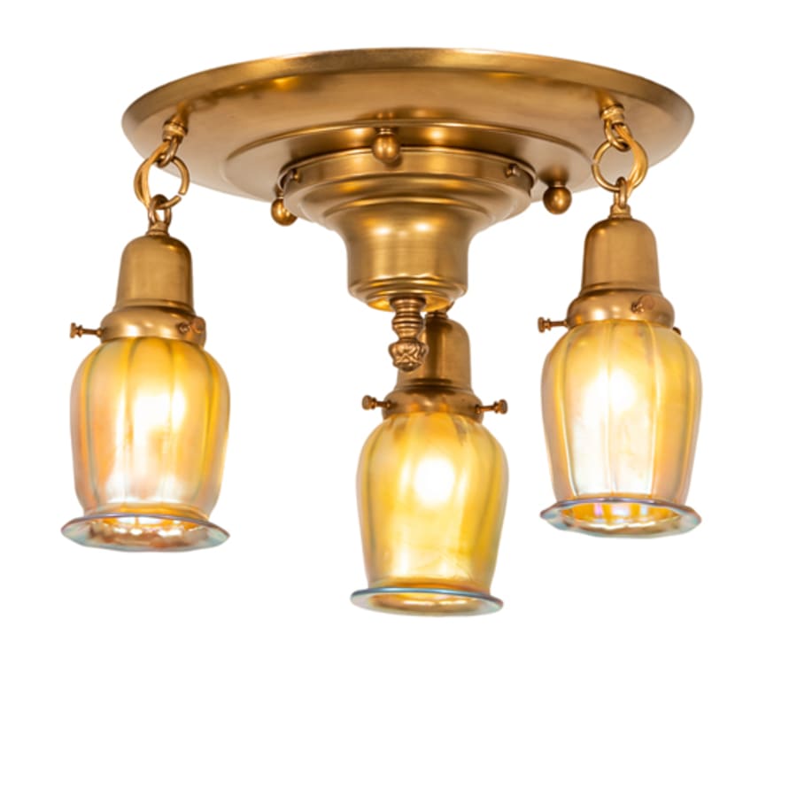 Meyda Tiffany Revival Favrile 3 Light 18" Wide Semi-Flush Ceiling Fixture