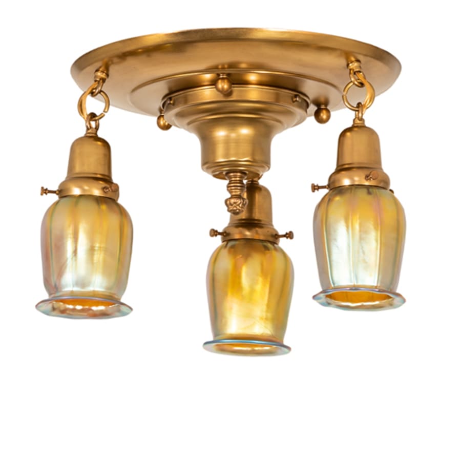 Meyda Tiffany Revival Favrile 3 Light 18" Wide Semi-Flush Ceiling Fixture