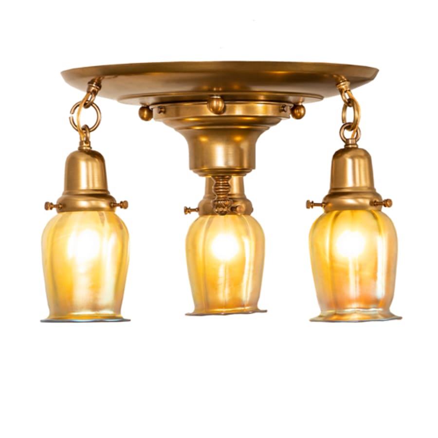 Meyda Tiffany Revival Favrile 3 Light 18" Wide Semi-Flush Ceiling Fixture