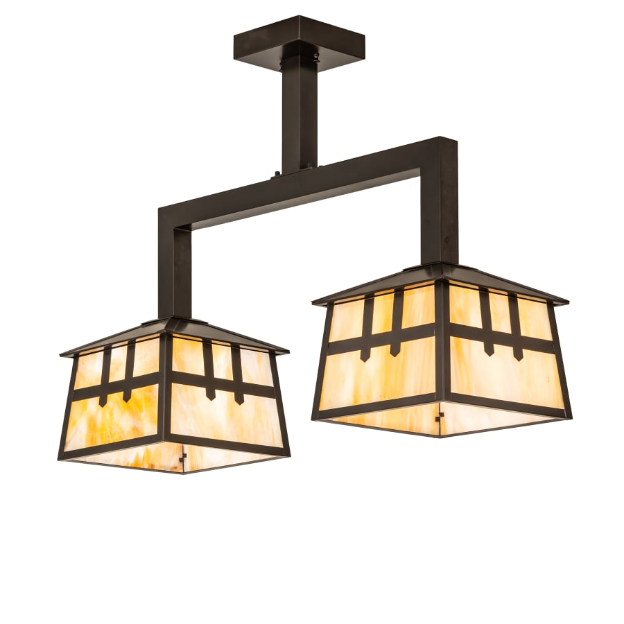 Meyda Tiffany Stillwater 2 Light 32" Wide Semi-Flush Ceiling Fixture with Iridescent Glass Shades