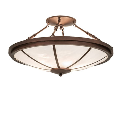 Meyda Tiffany Commerce 6 Light 36" Wide Semi-Flush Bowl Ceiling Fixture - Mahogany Bronze Finish