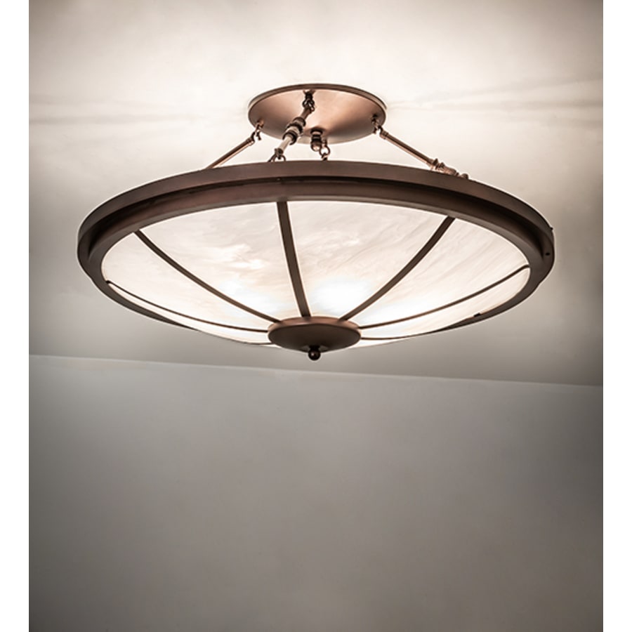 Meyda Tiffany Commerce 6 Light 36" Wide Semi-Flush Bowl Ceiling Fixture - Mahogany Bronze Finish