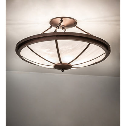 Meyda Tiffany Commerce 6 Light 36" Wide Semi-Flush Bowl Ceiling Fixture - Mahogany Bronze Finish