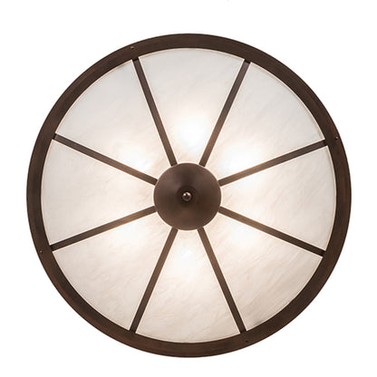 Meyda Tiffany Commerce 6 Light 36" Wide Semi-Flush Bowl Ceiling Fixture - Mahogany Bronze Finish