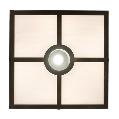 Meyda Tiffany Kungsholm 4 Light 26" Wide Flush Mount Square Ceiling Fixture with Blue and White Glass Shade - Craftsman Brown Finish