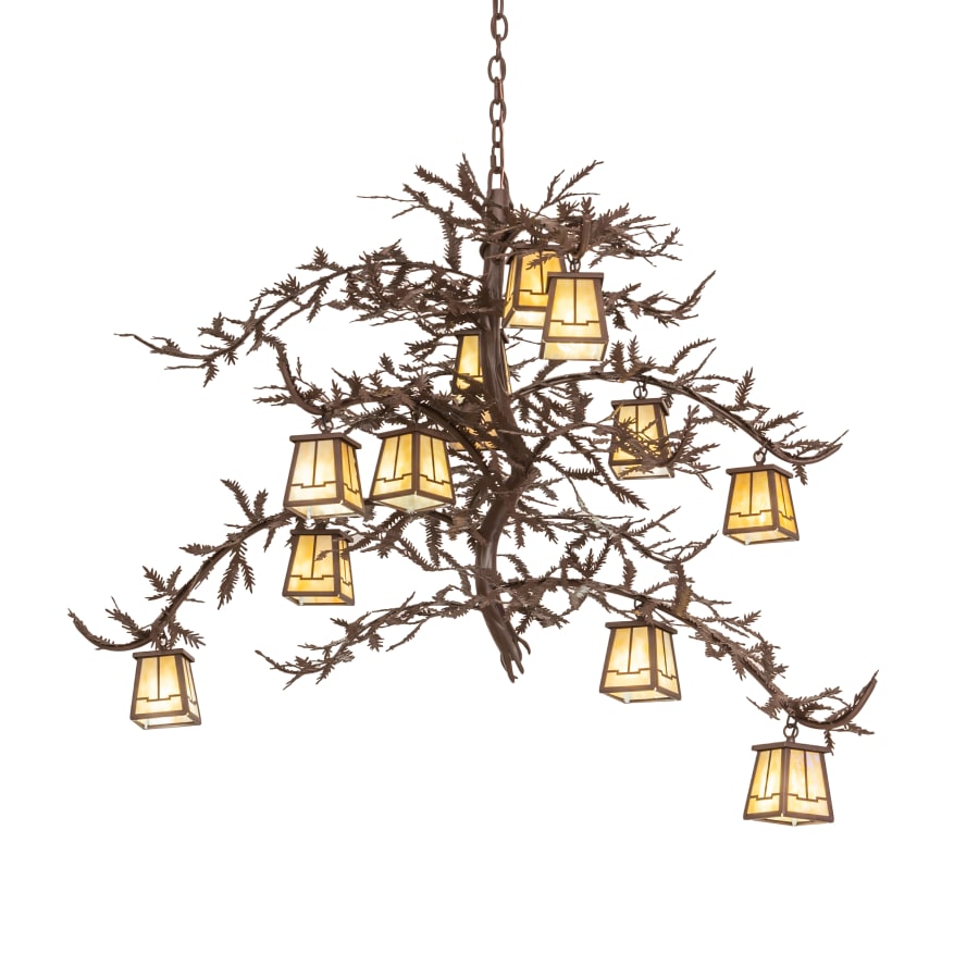 Meyda Tiffany Pine Branch 12 Light 48" Wide Chandelier with Iridescent Glass Shades