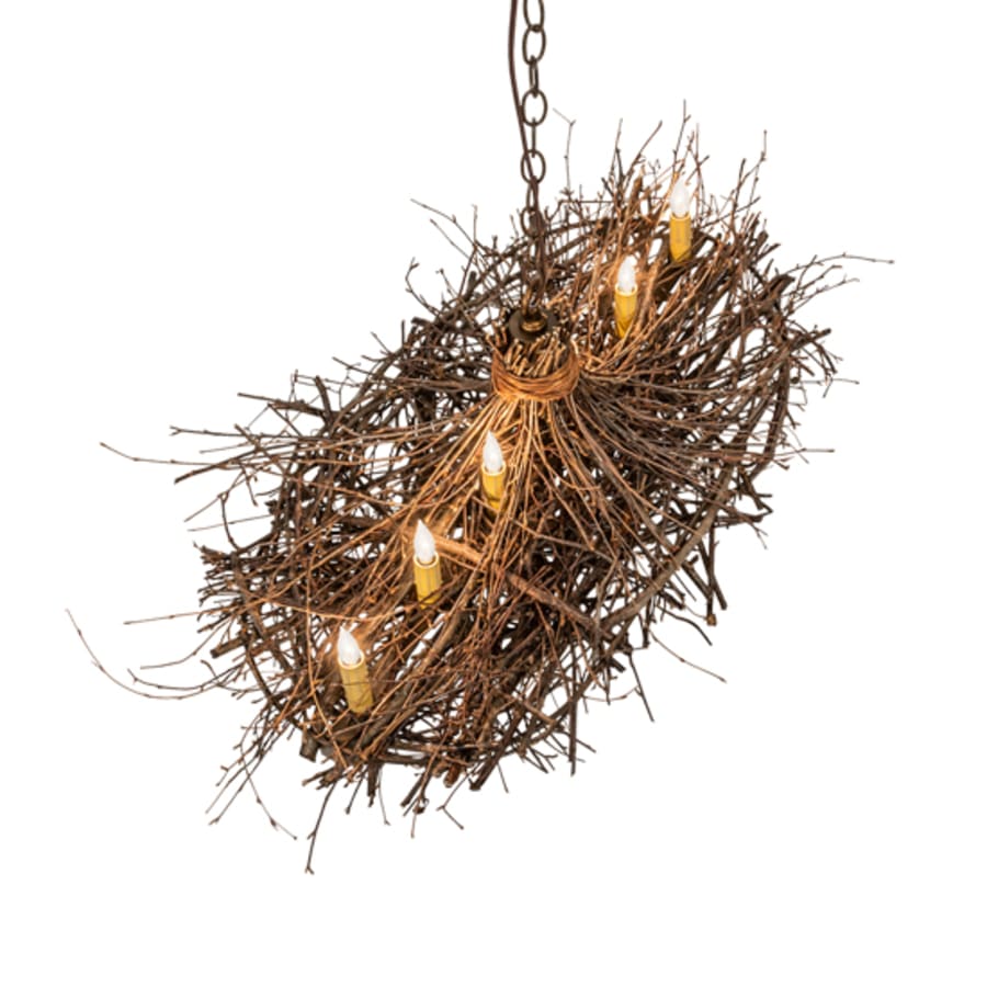 Meyda Tiffany Long Twigs 6 Light 18" Wide Taper Candle Pendant