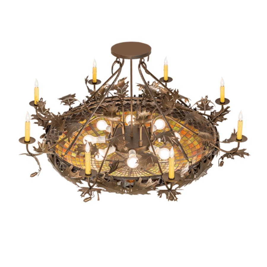 Meyda Tiffany Acorn and Oak Leaf 8 Light 48" Wide Semi-Flush Ceiling Fixture