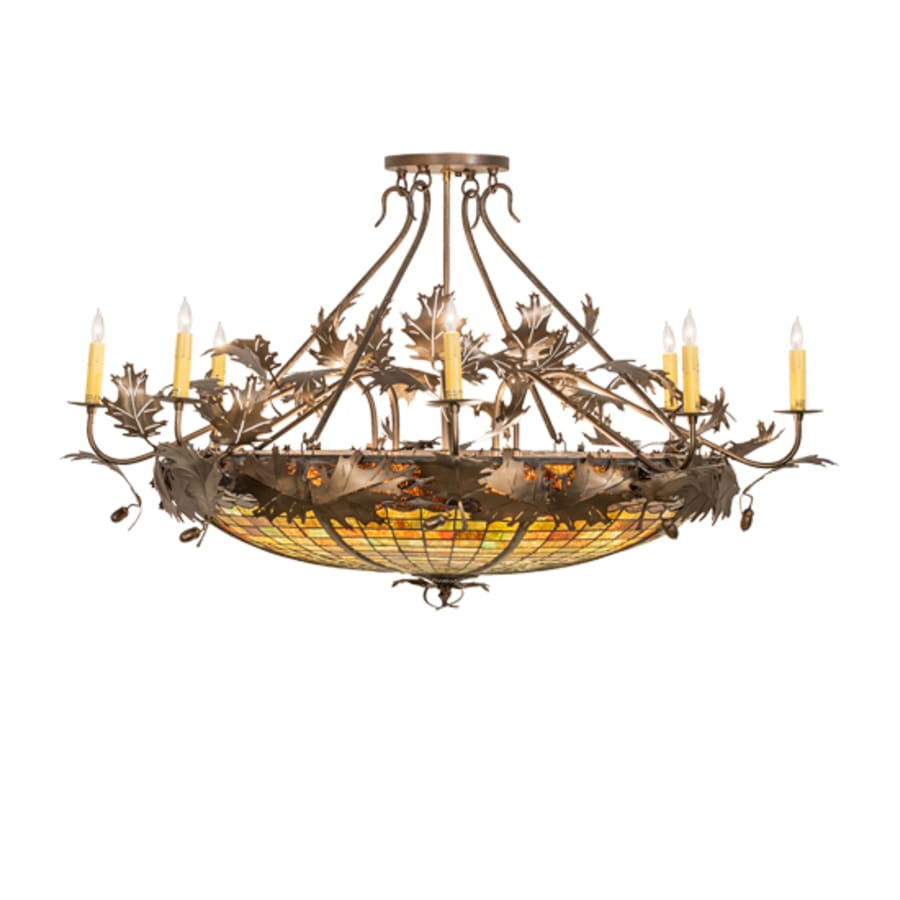 Meyda Tiffany Acorn and Oak Leaf 8 Light 48" Wide Semi-Flush Ceiling Fixture
