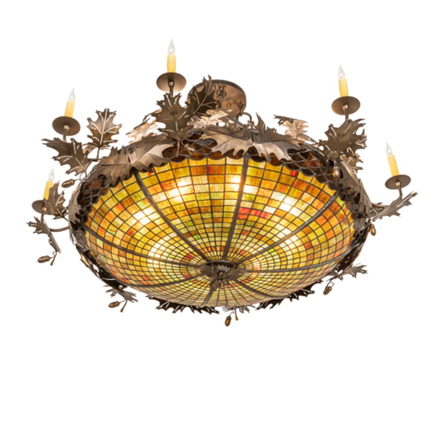 Meyda Tiffany Acorn and Oak Leaf 8 Light 48" Wide Semi-Flush Ceiling Fixture