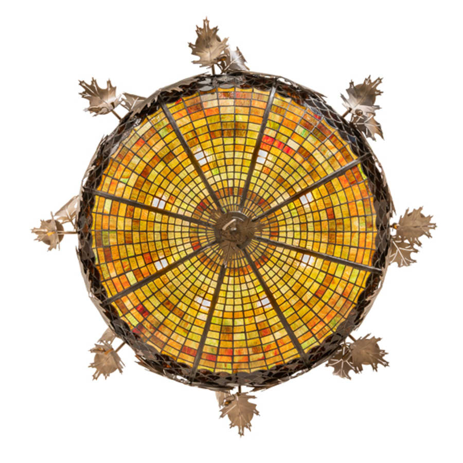 Meyda Tiffany Acorn and Oak Leaf 8 Light 48" Wide Semi-Flush Ceiling Fixture