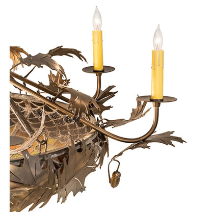 Meyda Tiffany Acorn and Oak Leaf 8 Light 48" Wide Semi-Flush Ceiling Fixture