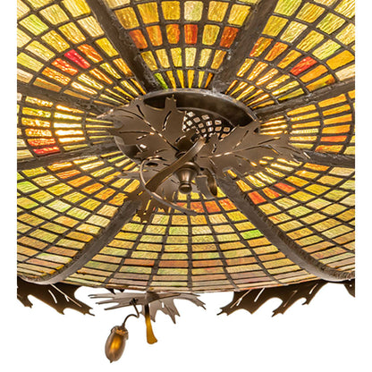 Meyda Tiffany Acorn and Oak Leaf 8 Light 48" Wide Semi-Flush Ceiling Fixture