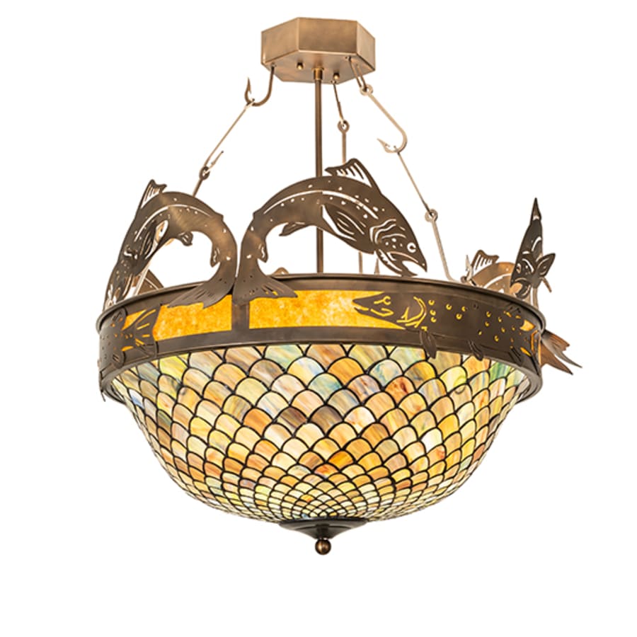 Meyda Tiffany Catch of the Day 4 Light 30" Wide Semi-Flush Bowl Ceiling Fixture