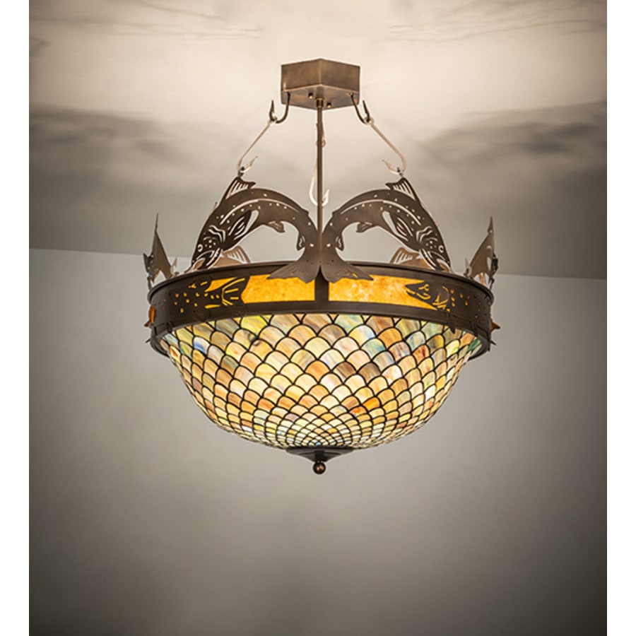 Meyda Tiffany Catch of the Day 4 Light 30" Wide Semi-Flush Bowl Ceiling Fixture