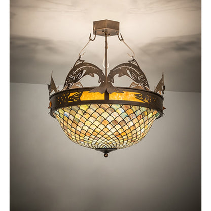 Meyda Tiffany Catch of the Day 4 Light 30" Wide Semi-Flush Bowl Ceiling Fixture