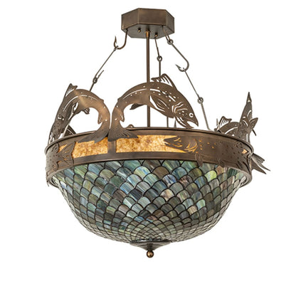 Meyda Tiffany Catch of the Day 4 Light 30" Wide Semi-Flush Bowl Ceiling Fixture