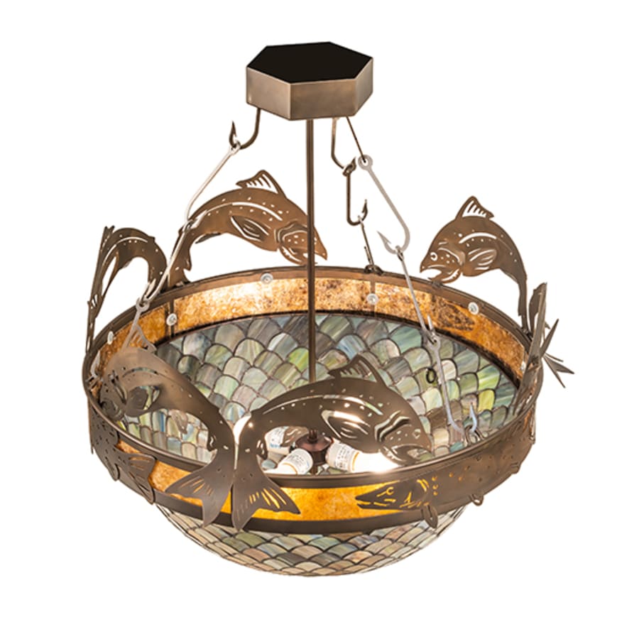 Meyda Tiffany Catch of the Day 4 Light 30" Wide Semi-Flush Bowl Ceiling Fixture