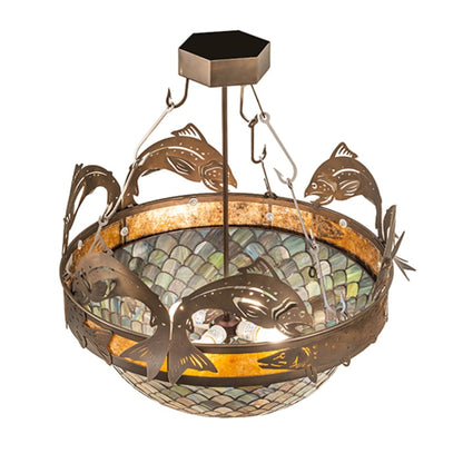 Meyda Tiffany Catch of the Day 4 Light 30" Wide Semi-Flush Bowl Ceiling Fixture
