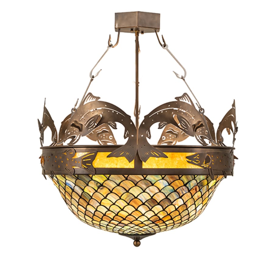 Meyda Tiffany Catch of the Day 4 Light 30" Wide Semi-Flush Bowl Ceiling Fixture