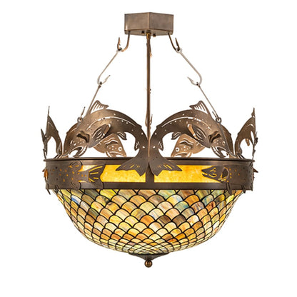 Meyda Tiffany Catch of the Day 4 Light 30" Wide Semi-Flush Bowl Ceiling Fixture