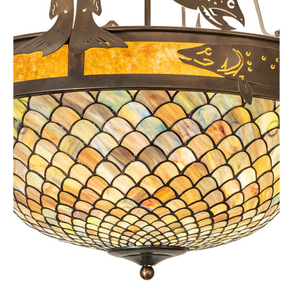 Meyda Tiffany Catch of the Day 4 Light 30" Wide Semi-Flush Bowl Ceiling Fixture