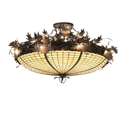 Meyda Tiffany Acorn and Oak Leaf 8 Light 48" Wide Semi-Flush Bowl Ceiling Fixture