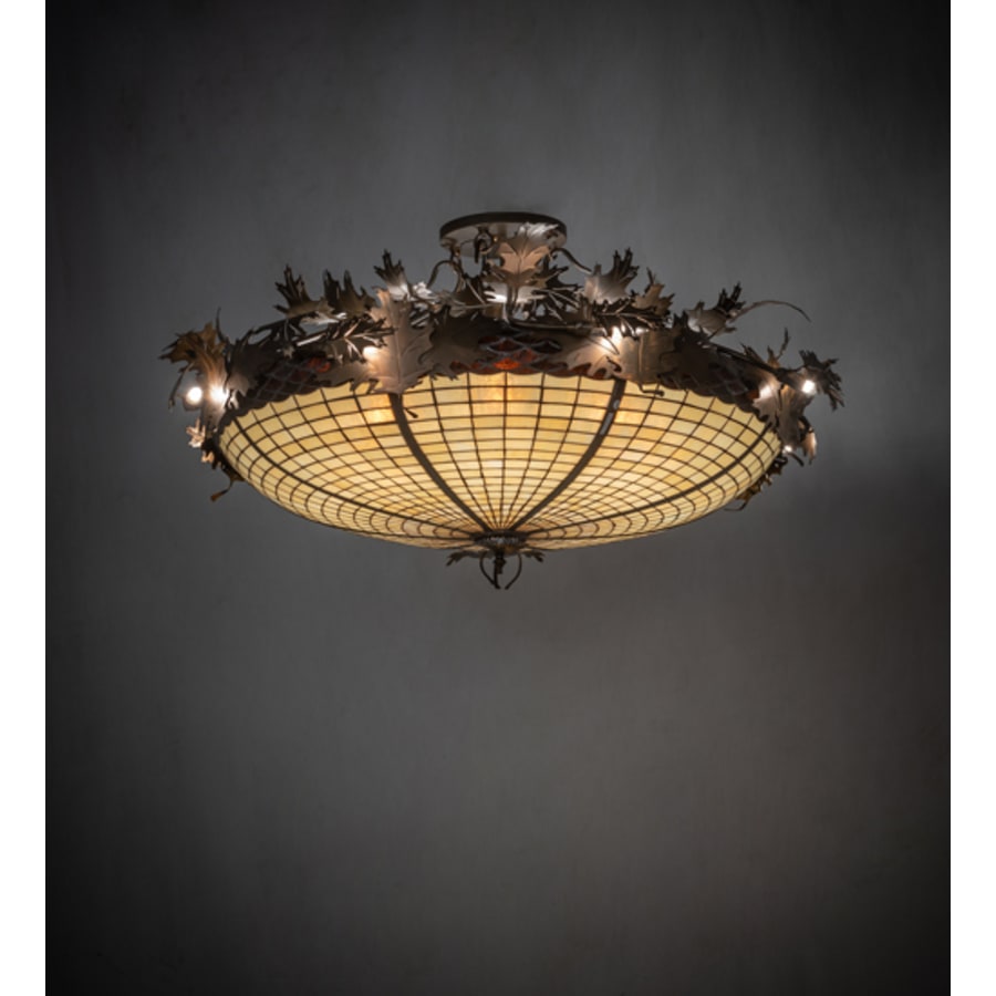 Meyda Tiffany Acorn and Oak Leaf 8 Light 48" Wide Semi-Flush Bowl Ceiling Fixture