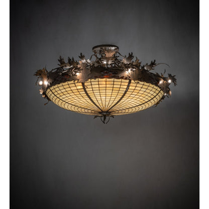 Meyda Tiffany Acorn and Oak Leaf 8 Light 48" Wide Semi-Flush Bowl Ceiling Fixture