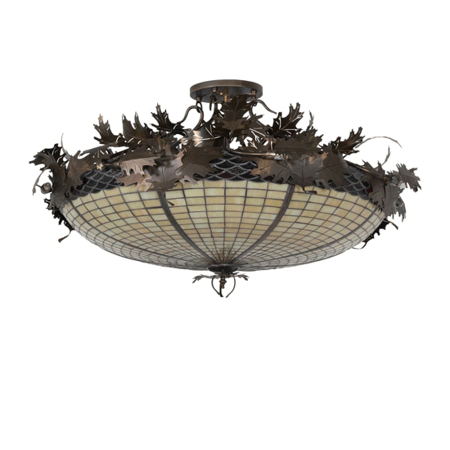 Meyda Tiffany Acorn and Oak Leaf 8 Light 48" Wide Semi-Flush Bowl Ceiling Fixture