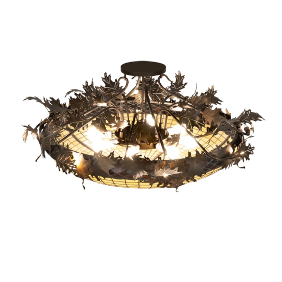 Meyda Tiffany Acorn and Oak Leaf 8 Light 48" Wide Semi-Flush Bowl Ceiling Fixture
