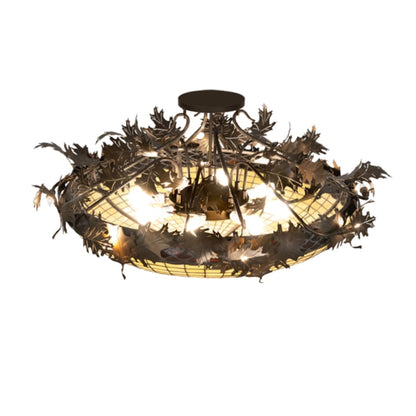 Meyda Tiffany Acorn and Oak Leaf 8 Light 48" Wide Semi-Flush Bowl Ceiling Fixture