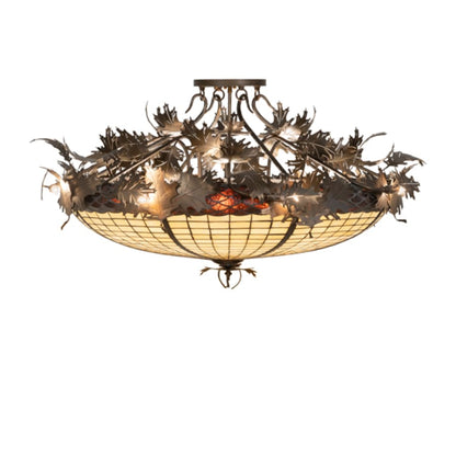Meyda Tiffany Acorn and Oak Leaf 8 Light 48" Wide Semi-Flush Bowl Ceiling Fixture