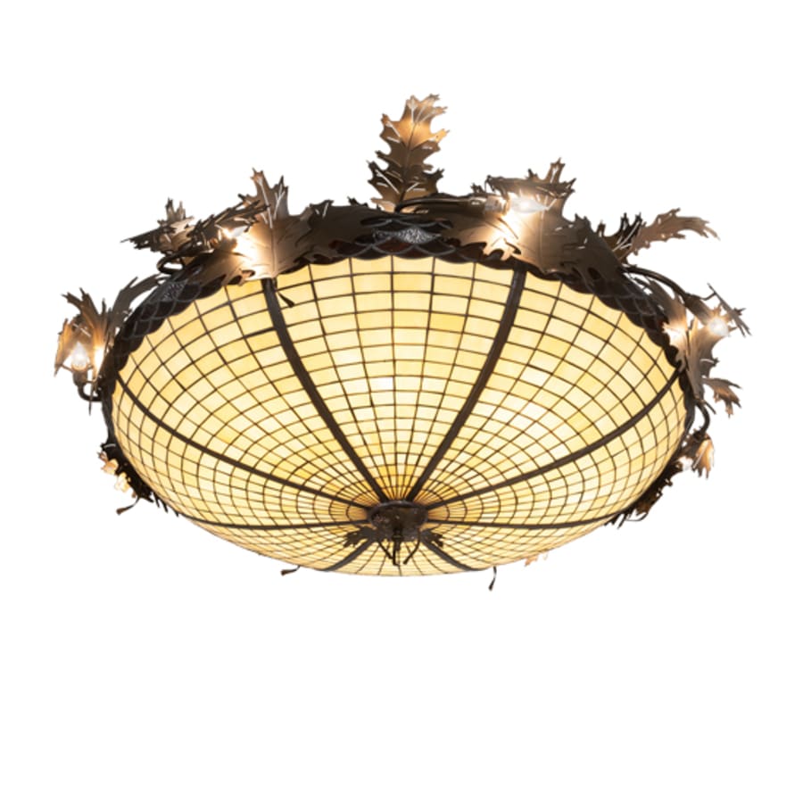 Meyda Tiffany Acorn and Oak Leaf 8 Light 48" Wide Semi-Flush Bowl Ceiling Fixture