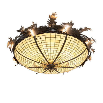 Meyda Tiffany Acorn and Oak Leaf 8 Light 48" Wide Semi-Flush Bowl Ceiling Fixture