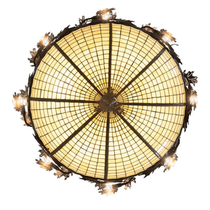 Meyda Tiffany Acorn and Oak Leaf 8 Light 48" Wide Semi-Flush Bowl Ceiling Fixture