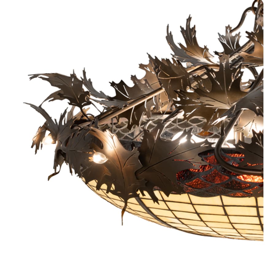 Meyda Tiffany Acorn and Oak Leaf 8 Light 48" Wide Semi-Flush Bowl Ceiling Fixture