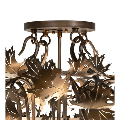 Meyda Tiffany Acorn and Oak Leaf 8 Light 48" Wide Semi-Flush Bowl Ceiling Fixture