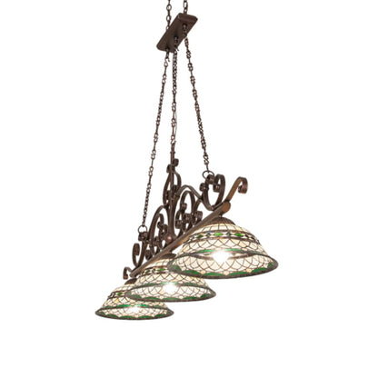 Meyda Tiffany 3 Light 67" Wide Linear Pendant