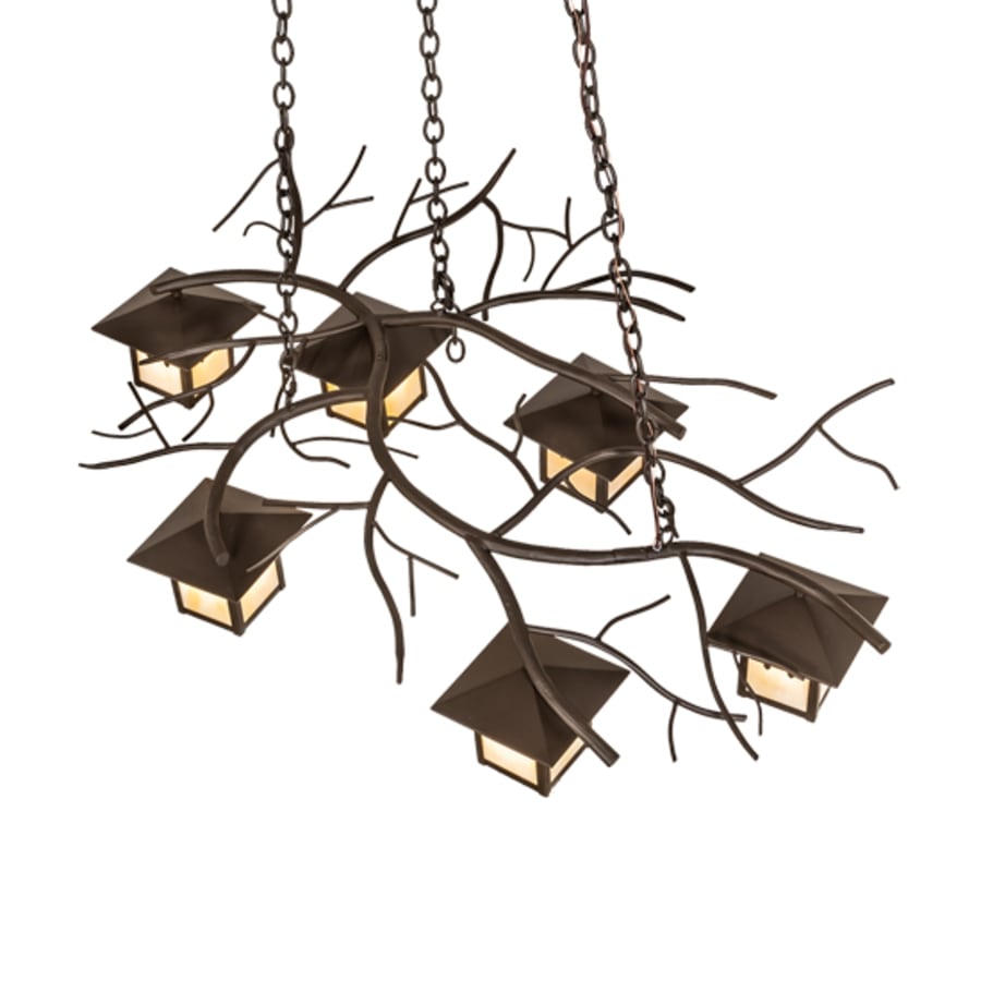 Meyda Tiffany Long Winter Solstice 6 Light 51" Wide Linear Chandelier