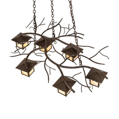 Meyda Tiffany Long Winter Solstice 6 Light 51" Wide Linear Chandelier