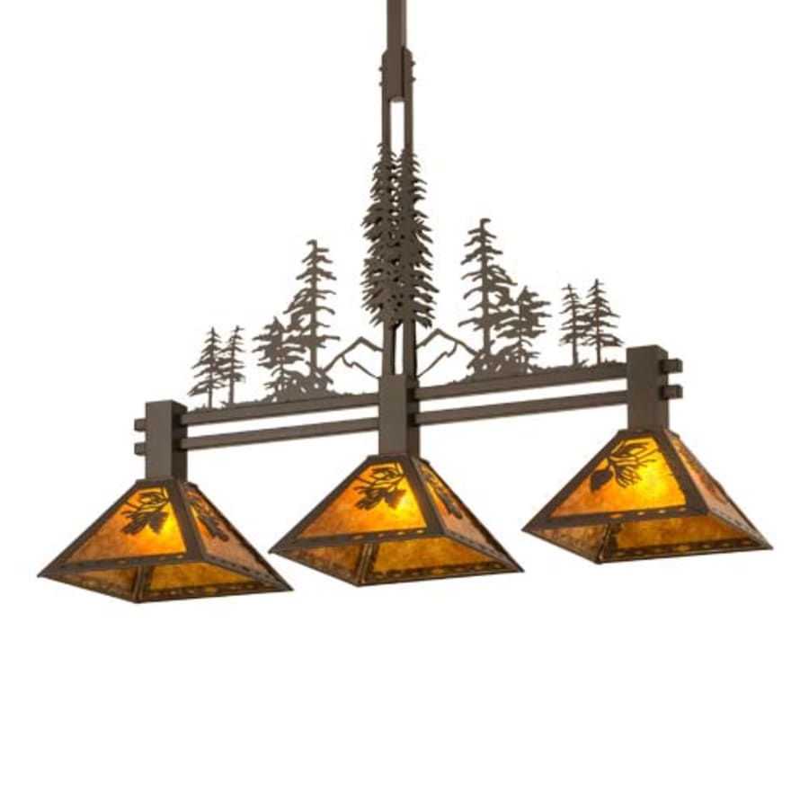 Meyda Tiffany Tall Pines 3 Light 45" Wide Linear Pendant