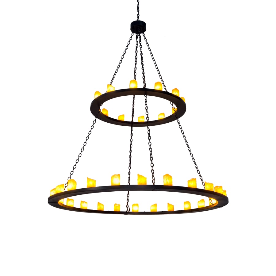 Meyda Tiffany Loxley 36 Light 72" Wide Pillar Candle Chandelier with Yellow Acrylic Shade