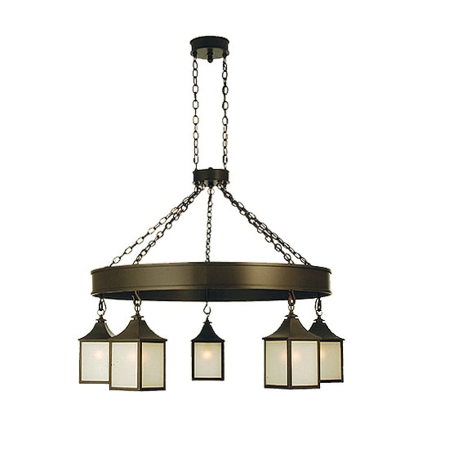 Meyda Tiffany Bigfork 5 Light 48" Wide Chandelier with White Glass Shade