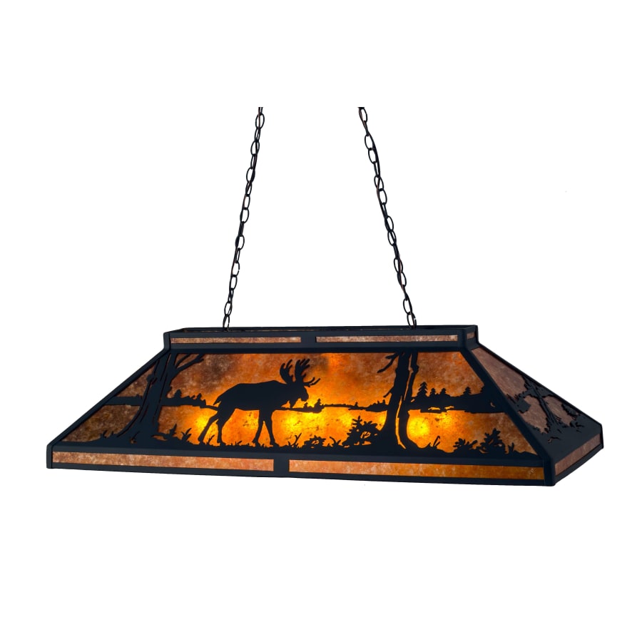 Meyda Tiffany Moose at Lake 9 Light 48" Wide Billiard Chandelier with Brown Mica Shade