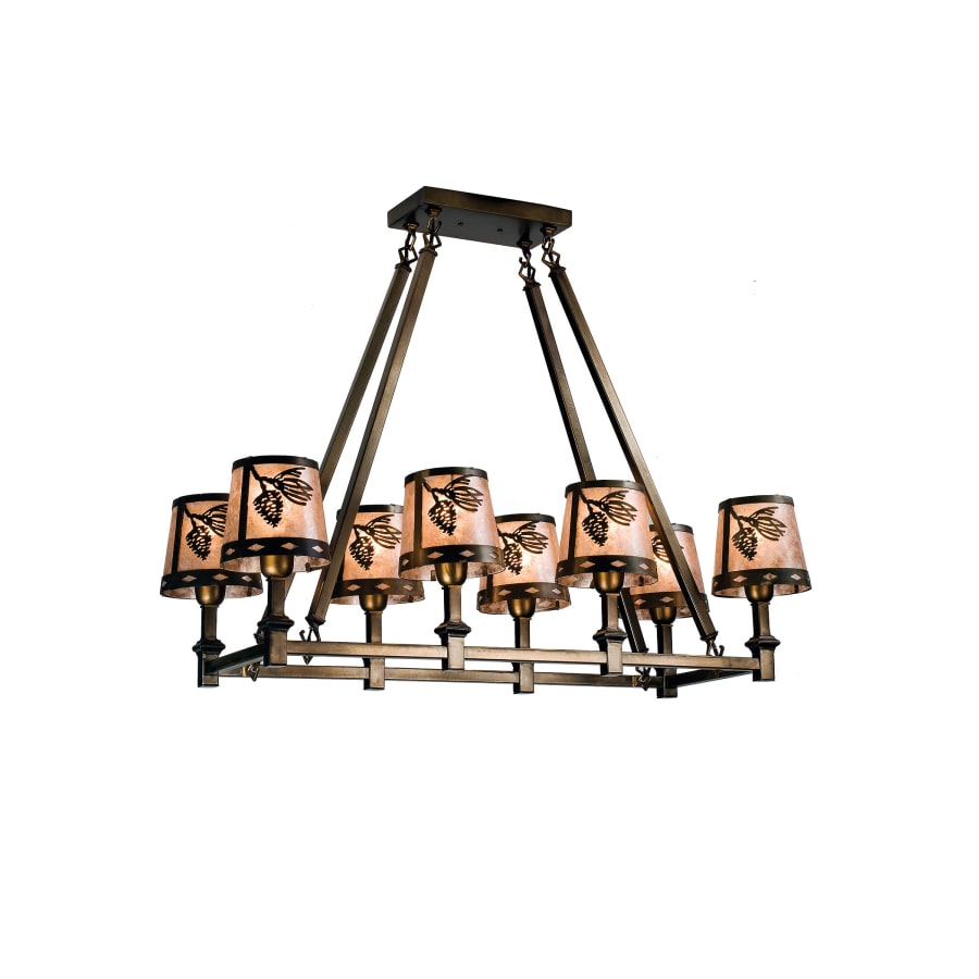 Meyda Tiffany Balsam Pine 8 Light 38" Wide Linear Chandelier with Silver Mica Shade