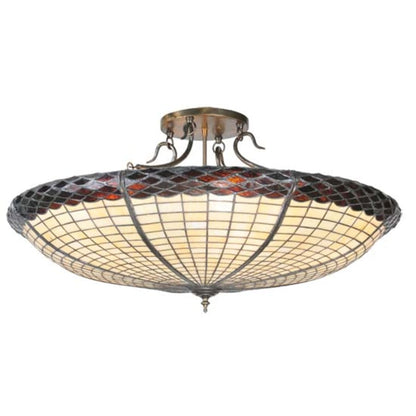 Meyda Tiffany Greenbriar Oak 6 Light 36" Wide Semi-Flush Bowl Ceiling Fixture