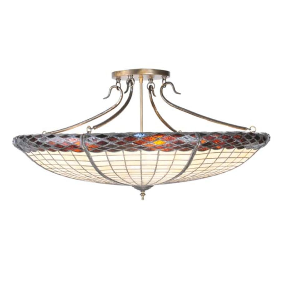 Meyda Tiffany Greenbriar Oak 6 Light 36" Wide Semi-Flush Bowl Ceiling Fixture